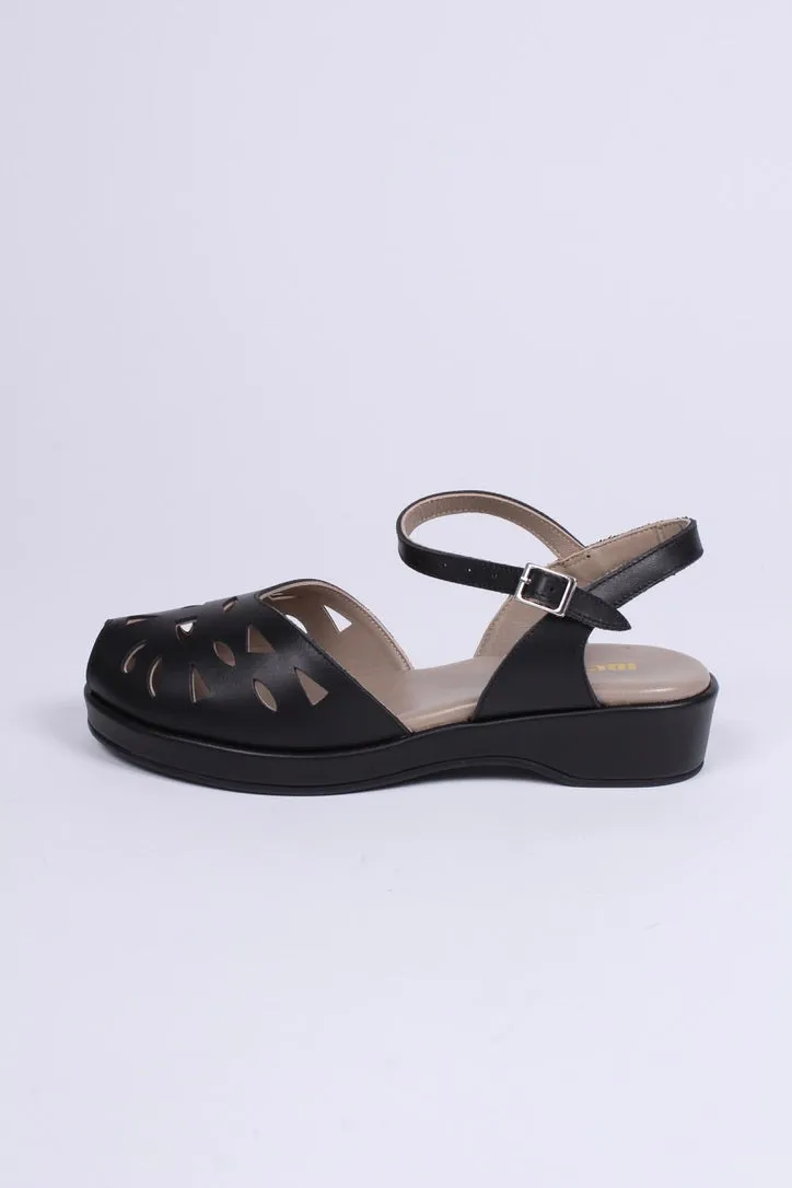 1940s / 50s style summer sandals /  wedges - Black - Sidse