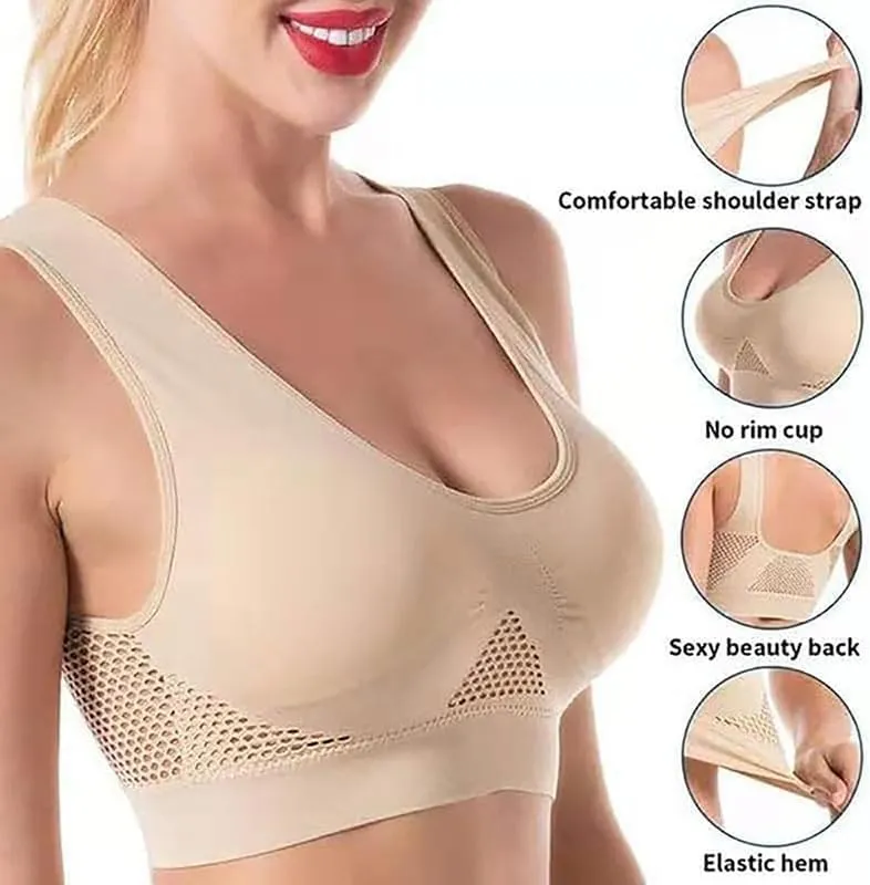2024 New Breathable Cool Liftup Air Bra, Large Size Air Bra Breathable and Comfortable Mesh Sports Bra for Women