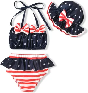 Aalizzwell Toddler Baby Girls 3 Piece Bikini Set Bathing Suit with Hat
