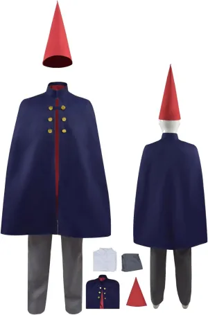 Adult Anime Over Garden Wall Cosplay Costume Wirt Cape with Hat Navy Blue Cloak Shirt Pants Halloween Uniform
