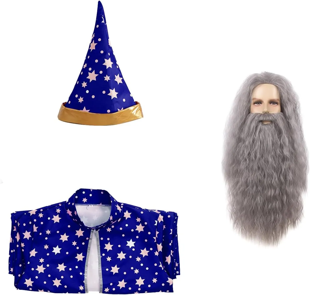 Adult Wizard Costume Unisex Cloak with Hat Stars Magic Wizard Cloak Robe