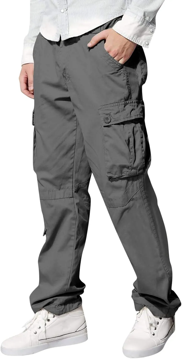 Alalaso Cargo Pants for Men Relaxed-Fit Ripstop Lightweight Trousers Work Casual Hiking Bottom Pant with Multi-Pockets