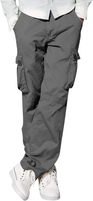 Alalaso Cargo Pants for Men Relaxed-Fit Ripstop Lightweight Trousers Work Casual Hiking Bottom Pant with Multi-Pockets