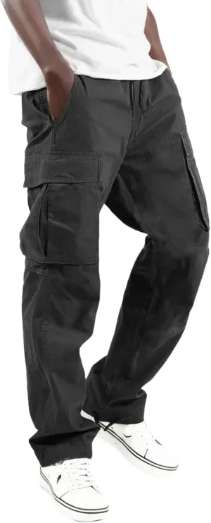 Alalaso Cargo Pants for Men Relaxed-Fit Ripstop Lightweight Trousers Work Casual Hiking Bottom Pant with Multi-Pockets