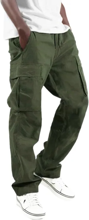 Alalaso Cargo Pants for Men Relaxed-Fit Ripstop Lightweight Trousers Work Casual Hiking Bottom Pant with Multi-Pockets
