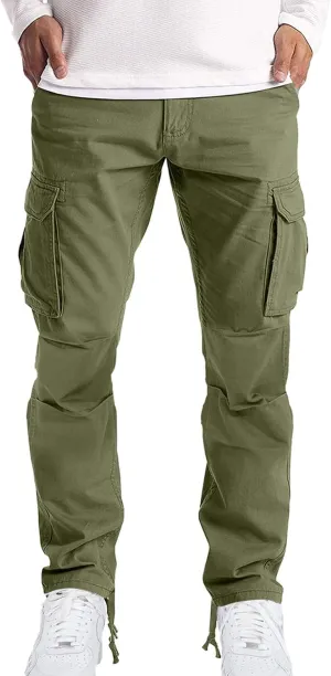 Alalaso Mens Cargo Pants Lightweight Relaxed Fit Ripstop Trousers Tactical Hiking Outdoor Bottom Pant with Multi-Pockets