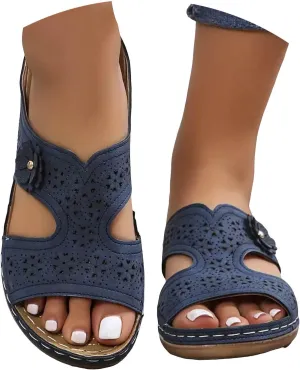 AMDBEL Orthopedic Sandals for Women Arch Support Dressy Summer Wedge Slip On Open Toe Casual Orthotic Slides Slippers Shoes