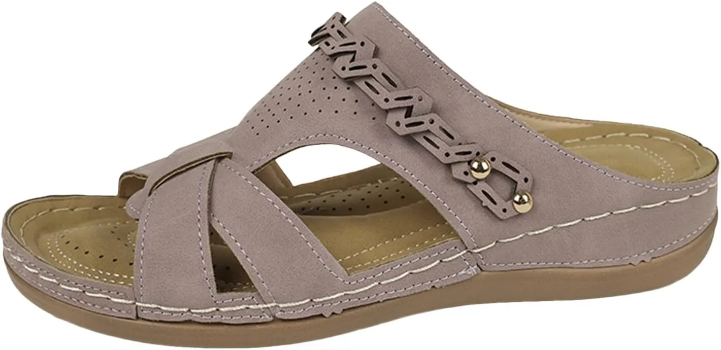 AMDBEL Sandals for Women 2024 Comfortable Summer Beach Slide Sandals Breathable Open Toe Wedge Sandal Outdoor Slip On Slipper