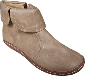 Ankle Booties for Women Side Zipper Vintage Leather Boots No Heel Arch Support Booties Flat Heel Casual Boots