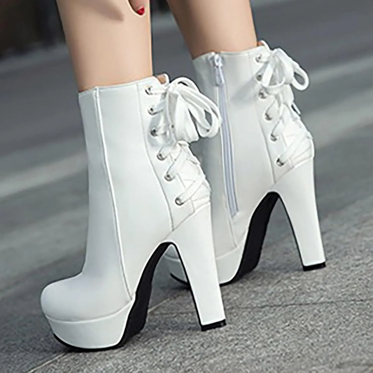 Ankle Boots for Women 2024 Fall And Winter Knight Boots Round Head Thick Heel With Waterproof Lace-Up Women'S Boots