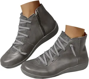 Ankle Boots for Women Dressy Comfortable Boots for Women Round Toe Lace up Vintage Western Women Lighweight Boots