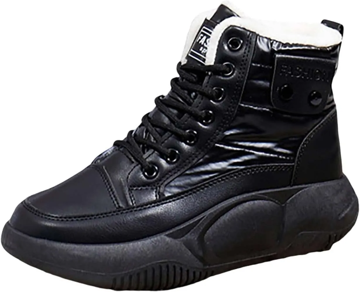 Ankle Boots for Women Low Heel Lace Up Mid Calf Boots for Women Non Slip Platform Walking Shoes Hiking Boots