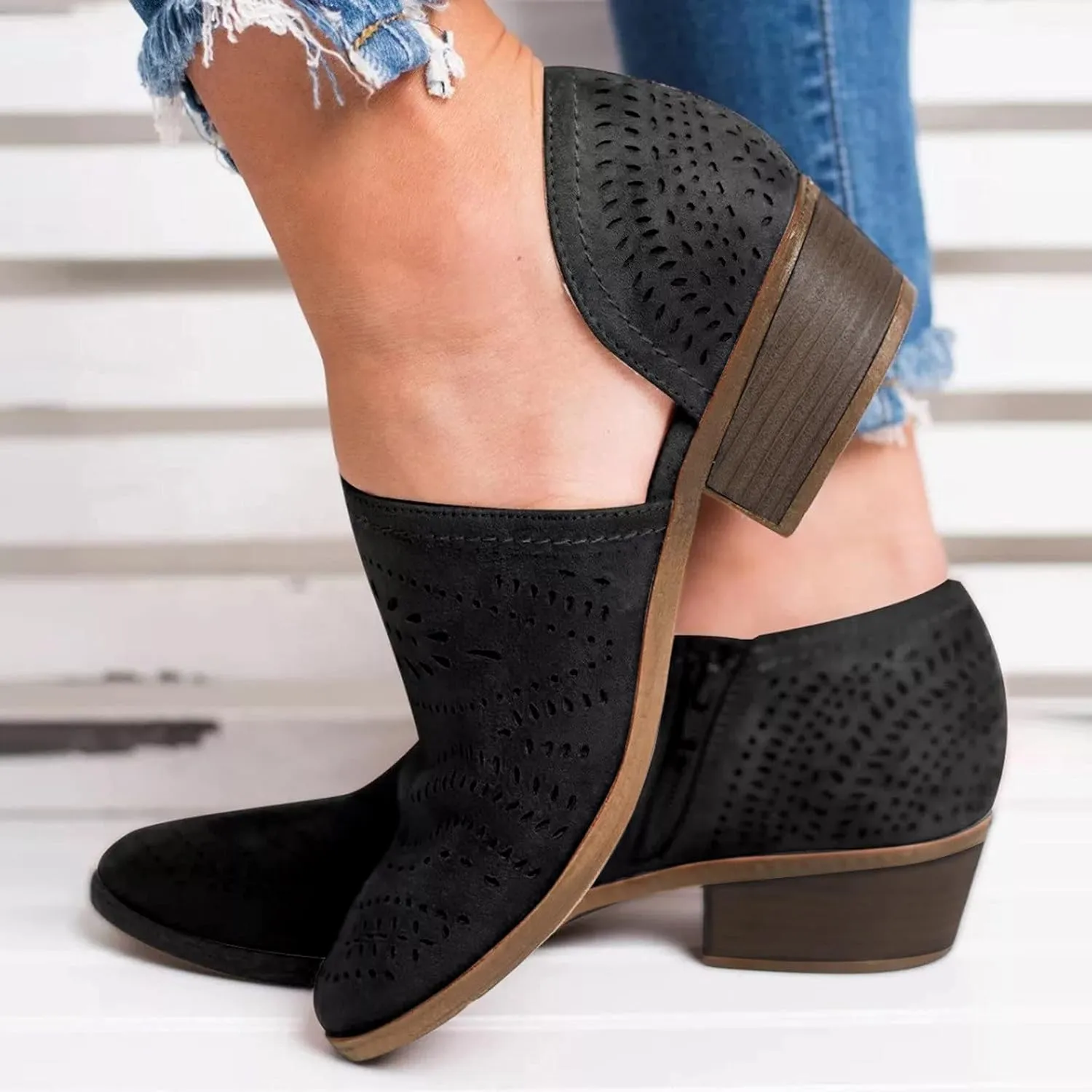 Ankle Boots for Women Platform Boots for Women Casual Shoes Hollow Out Low Heel Short Boots Side Zipper Women's Boots