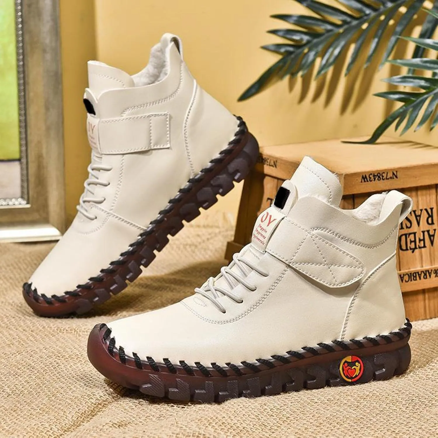 Ankle Boots for Women Platform Boots for Women New Winter Plus Size Women'S Shoes Lace Up Plush Warm Lined Boots