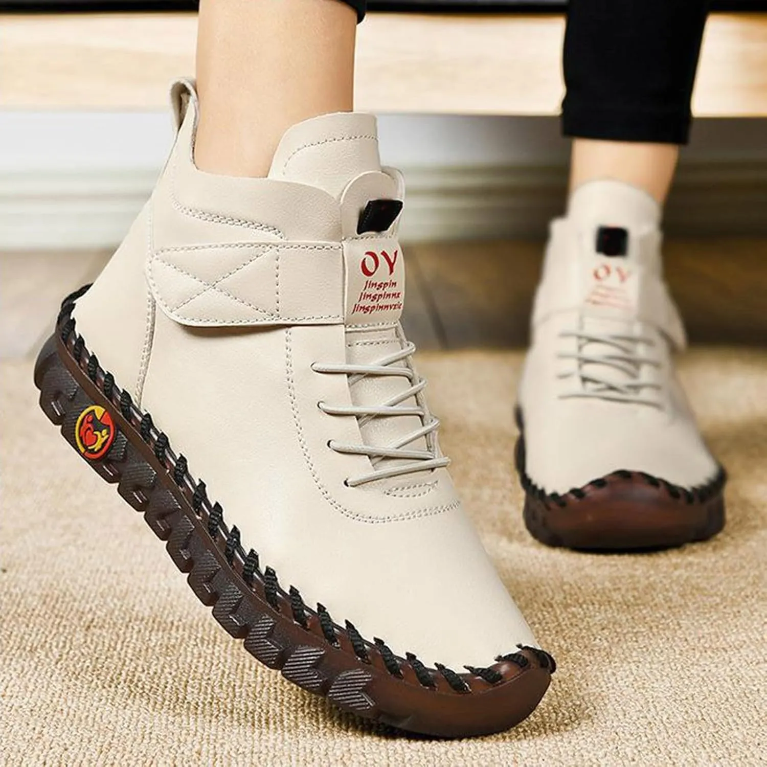 Ankle Boots for Women Platform Boots for Women New Winter Plus Size Women'S Shoes Lace Up Plush Warm Lined Boots