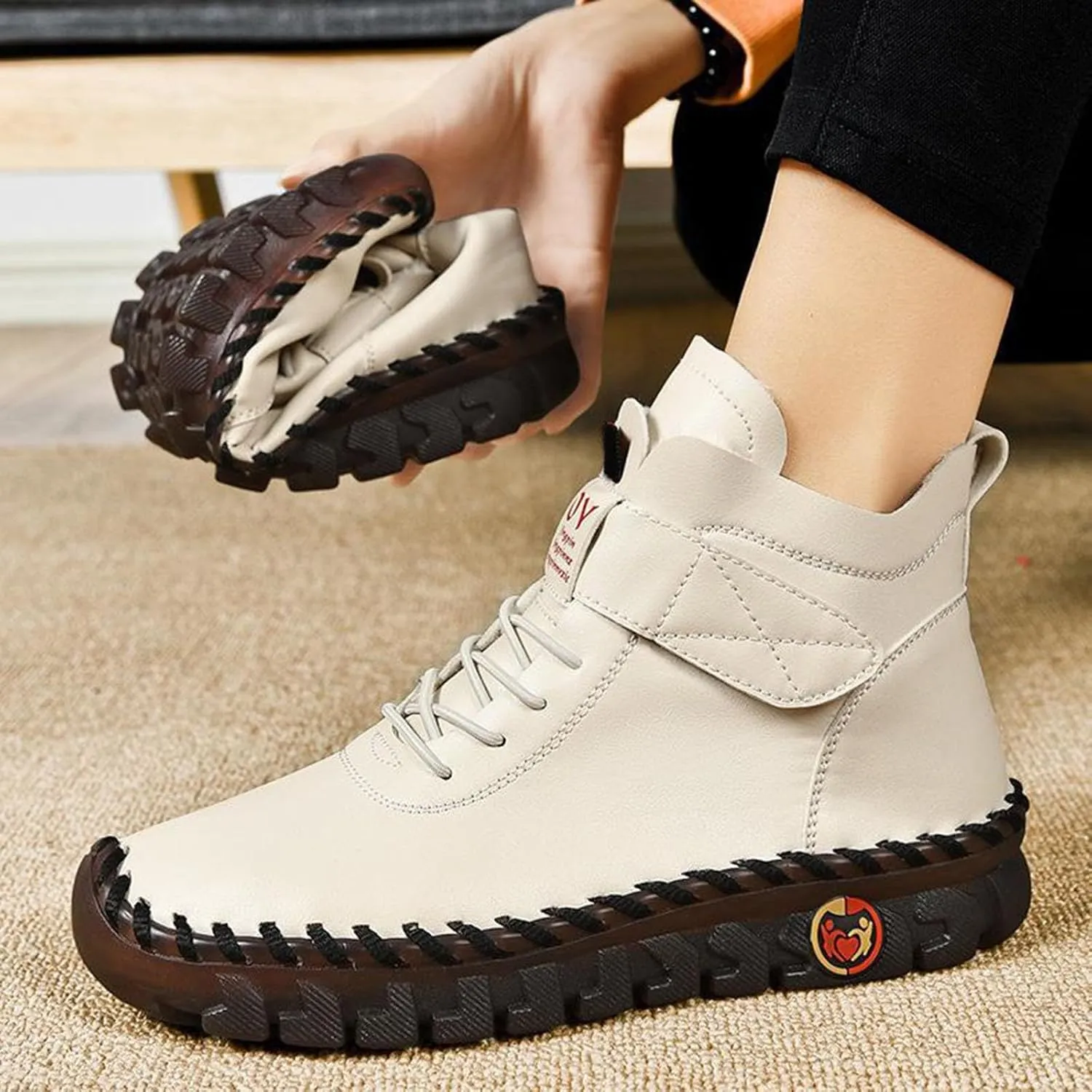 Ankle Boots for Women Platform Boots for Women New Winter Plus Size Women'S Shoes Lace Up Plush Warm Lined Boots