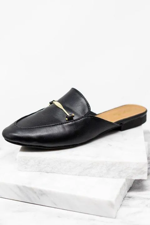 Be Your Own Boss Black Flat Mules
