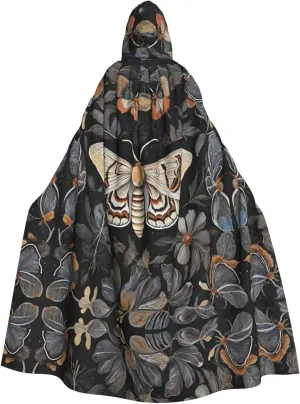 Beautiful Moth Unisex Halloween Hooded Robe Cloak.Halloween Role-Playing Robe Cloak.Skin Friendly Black