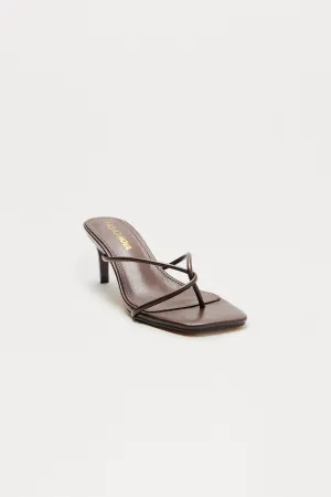 Berry Faux Leather Thong Mules - Brown