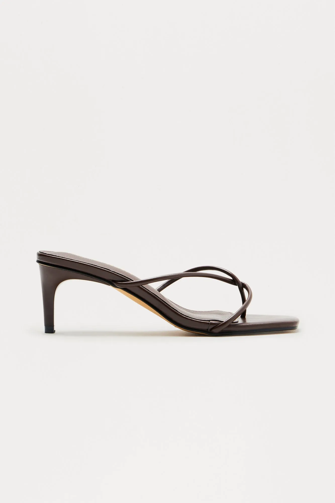 Berry Faux Leather Thong Mules - Brown