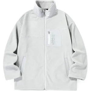 Black And Grey Spliced Pocket Couple Fleece Jacket