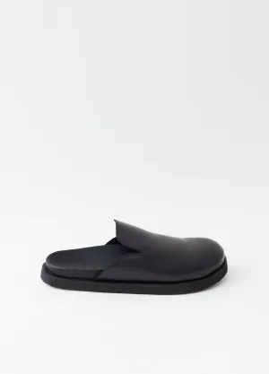 Black Crust Leather Mules