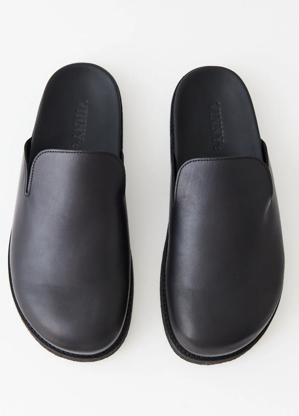 Black Crust Leather Mules