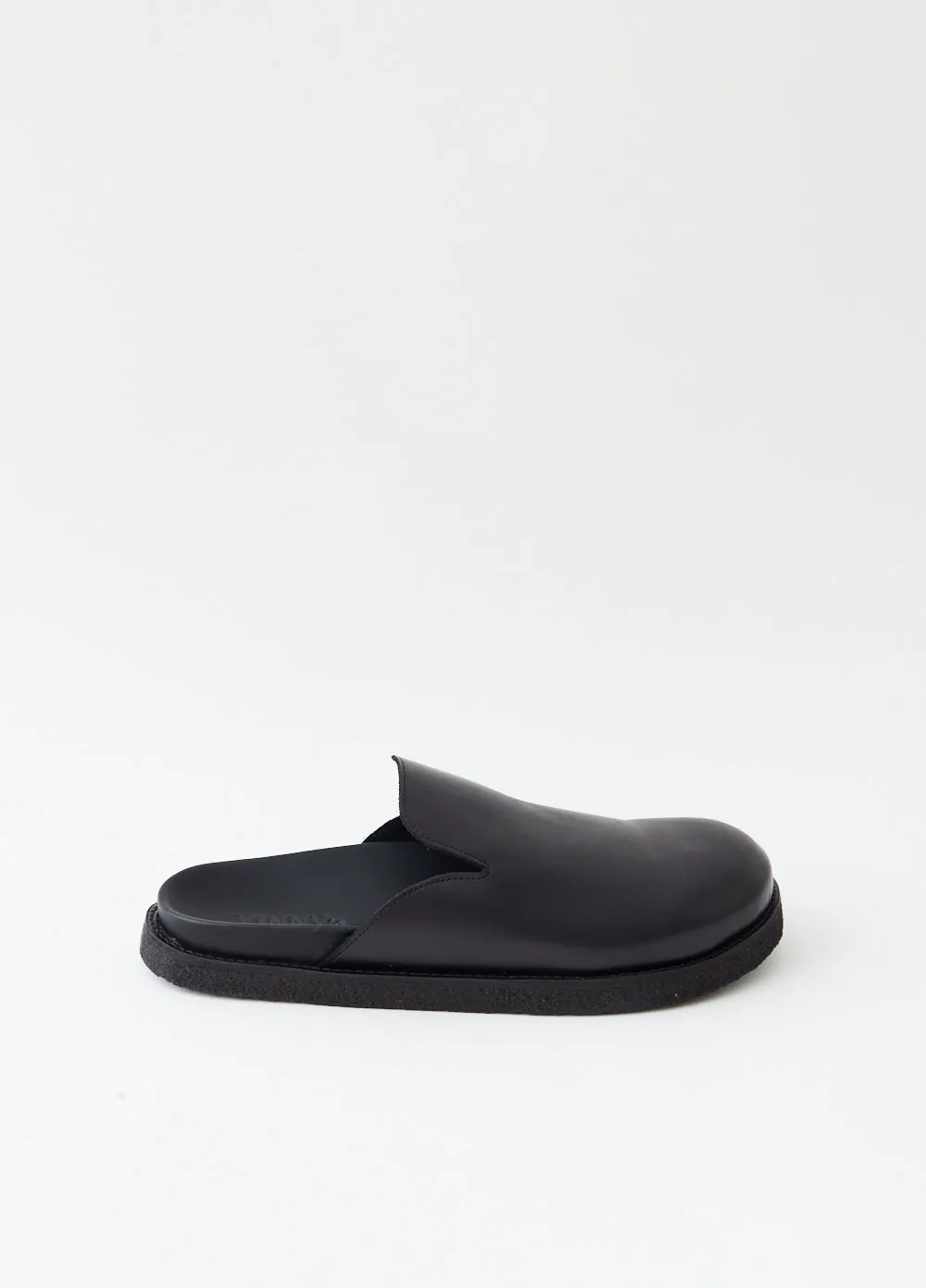 Black Crust Leather Mules