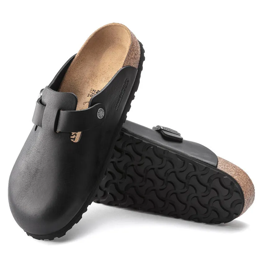 Boston Buckle Classic Footbed Mule in Vintage Wood Black