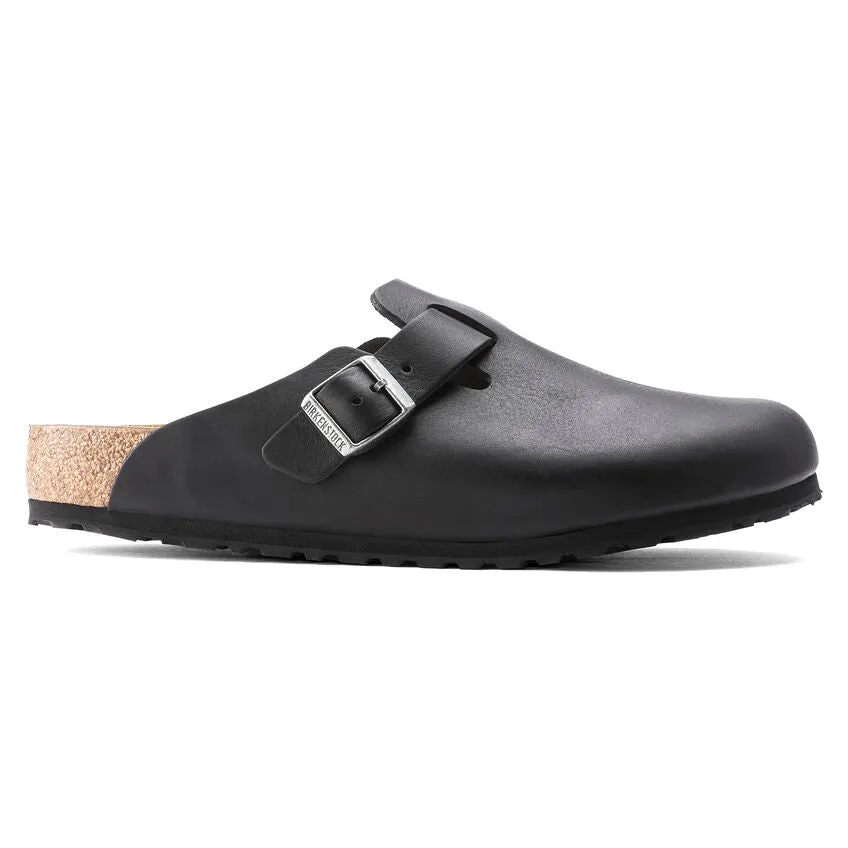 Boston Buckle Classic Footbed Mule in Vintage Wood Black