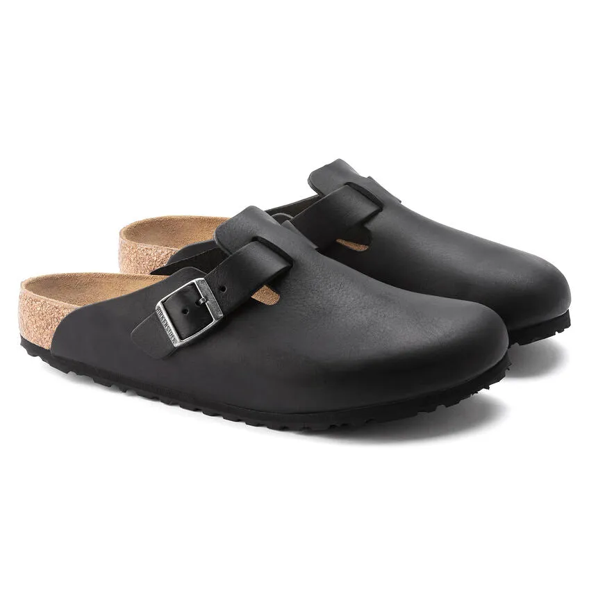 Boston Buckle Classic Footbed Mule in Vintage Wood Black