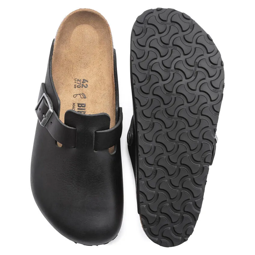 Boston Buckle Classic Footbed Mule in Vintage Wood Black