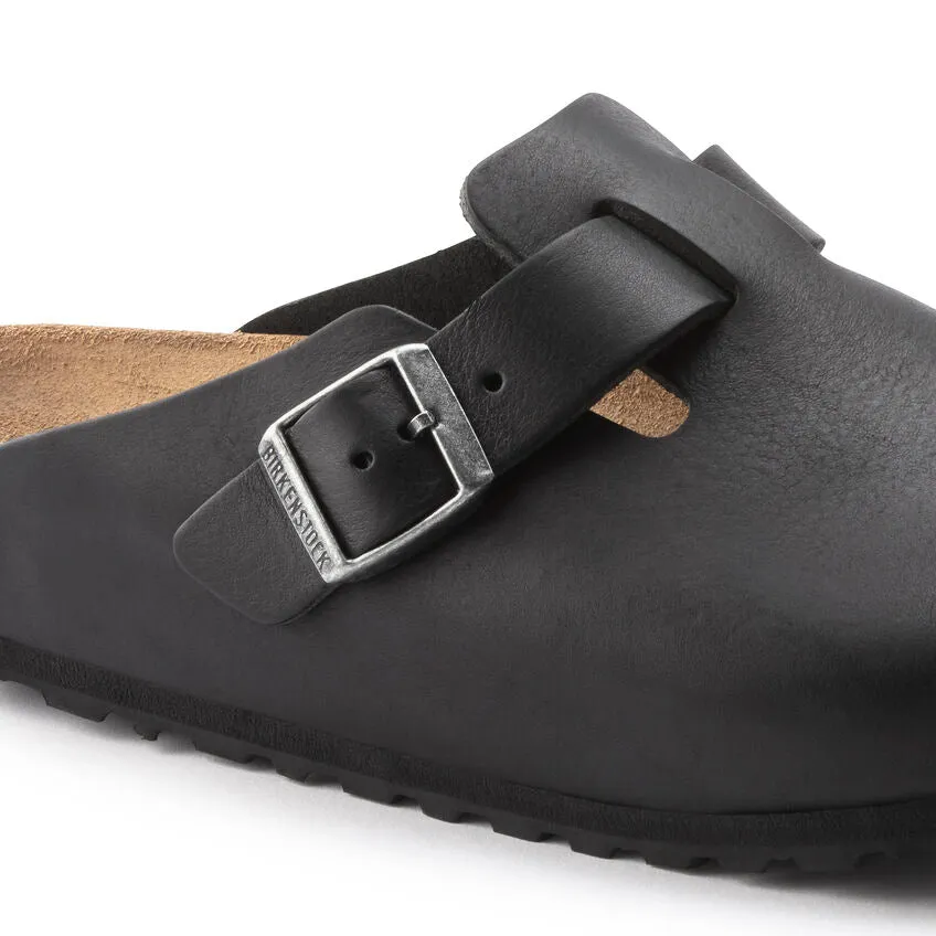 Boston Buckle Classic Footbed Mule in Vintage Wood Black