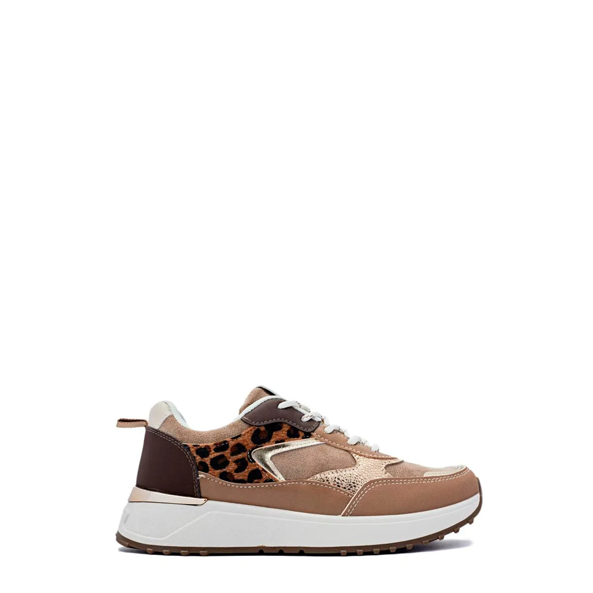Brune sneakers med leopard og snørebånd