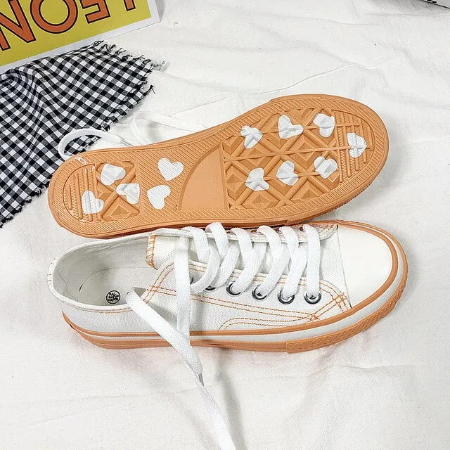 Canvas Sneaker Women Shoes Ladies White Sneakers for Women Canvas Shoes Fashion Sweet Lovely Womans Shoes Zapatilla Gruesa Mujer