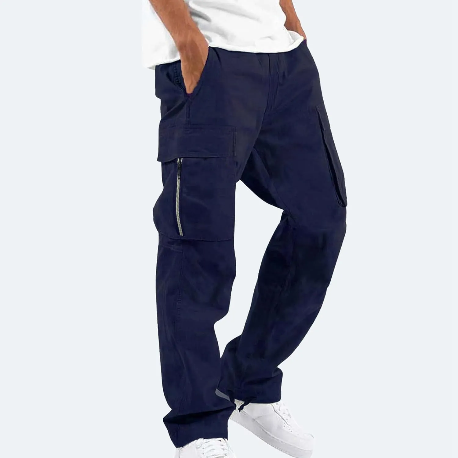 Cargo Work Pants for Men Relaxed-Fit Ripstop Lightweight Trousers Casual Outdoor Hiking Bottom Pant with Multi Pocket