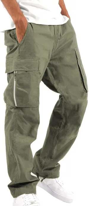 Cargo Work Pants for Men Relaxed-Fit Ripstop Lightweight Trousers Casual Outdoor Hiking Bottom Pant with Multi Pocket