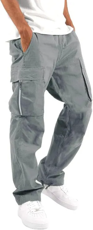 Cargo Work Pants for Men Relaxed-Fit Ripstop Lightweight Trousers Casual Outdoor Hiking Bottom Pant with Multi Pocket