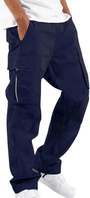 Cargo Work Pants for Men Relaxed-Fit Ripstop Lightweight Trousers Casual Outdoor Hiking Bottom Pant with Multi Pocket