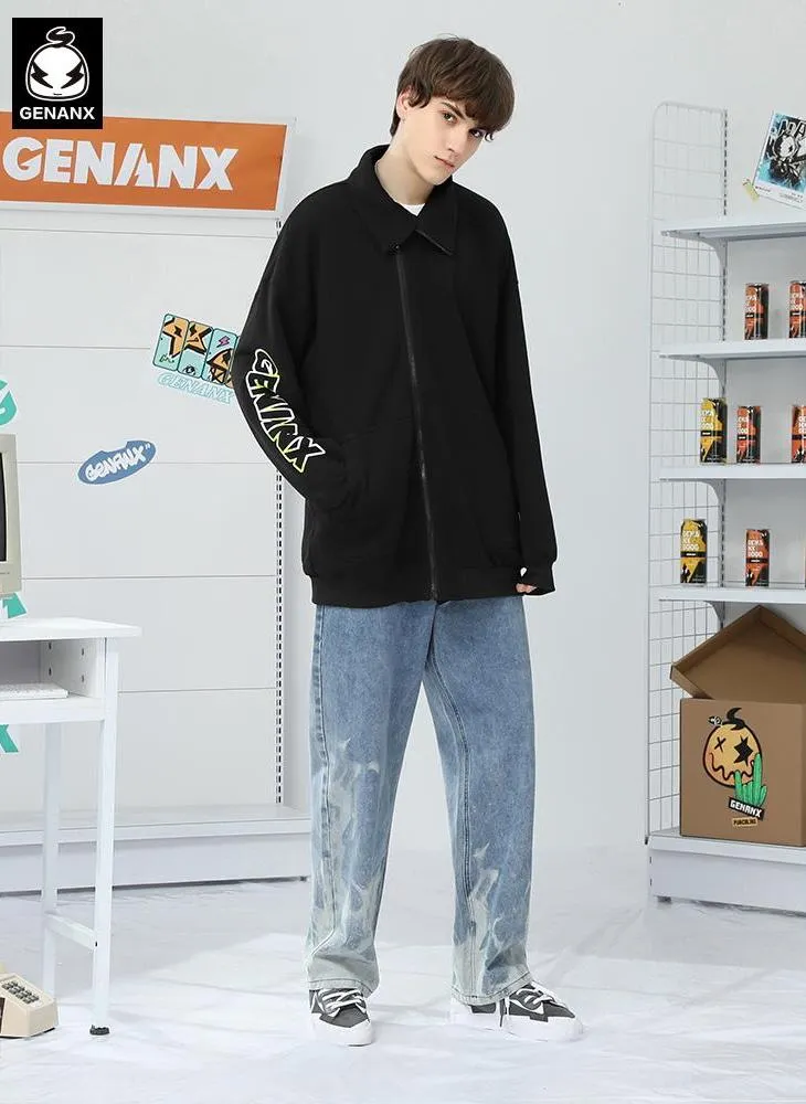 Cartoon Letter Print Sporty Jacket