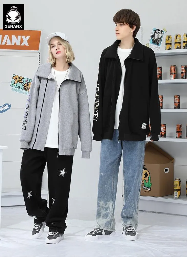Cartoon Letter Print Sporty Jacket
