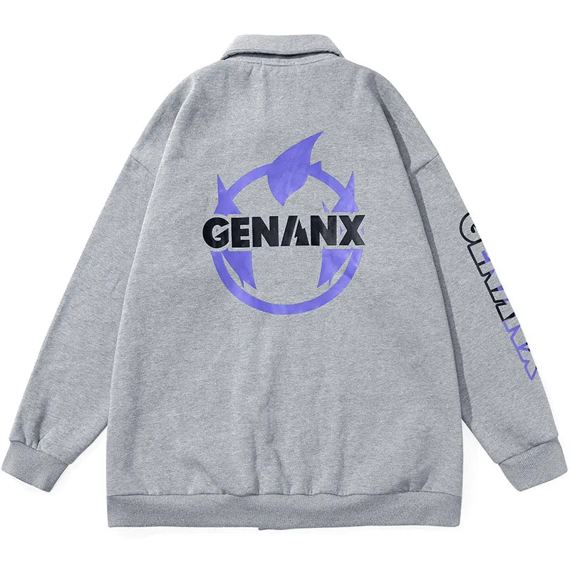 Cartoon Letter Print Sporty Jacket