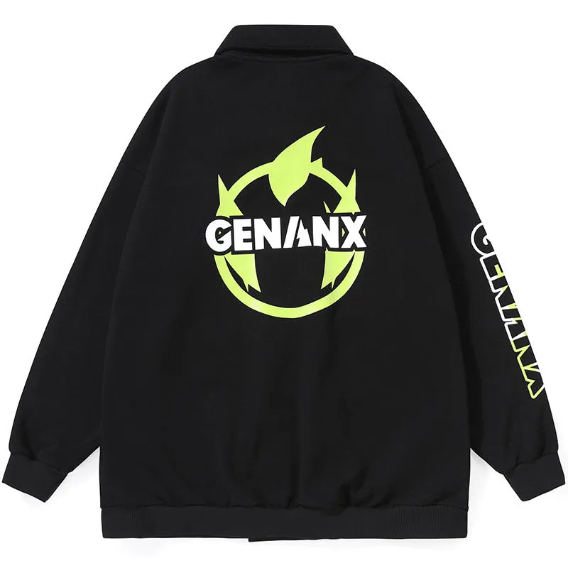 Cartoon Letter Print Sporty Jacket