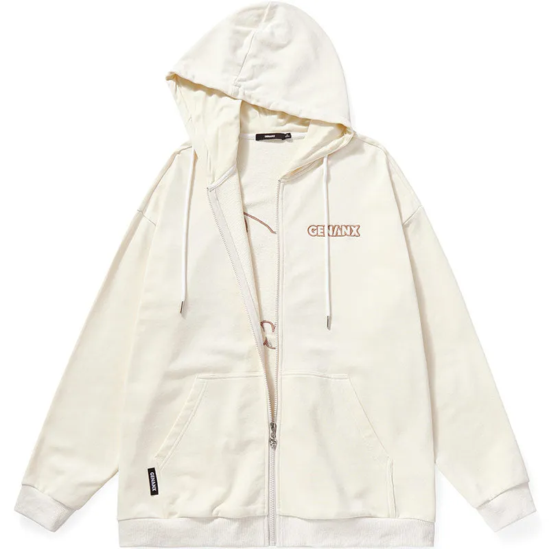 Casual Plain Embroidery Jacket With Hooded