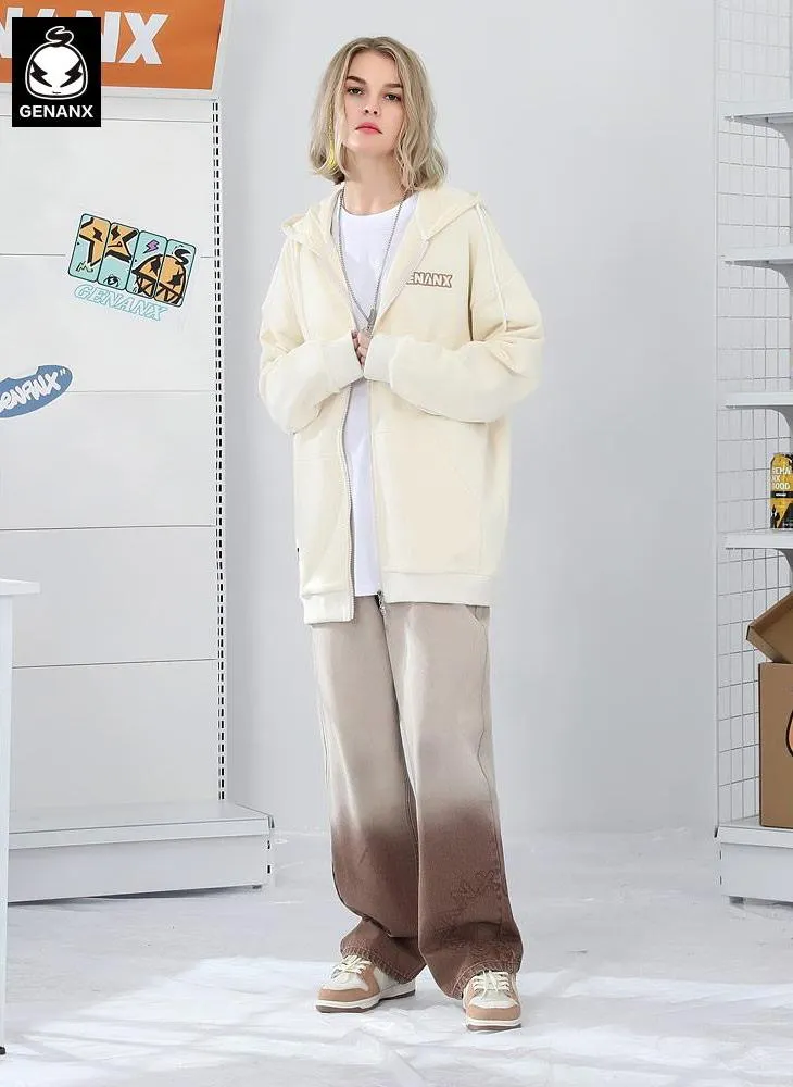 Casual Plain Embroidery Jacket With Hooded