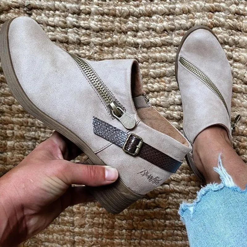 Casual Retro Zipper Boots