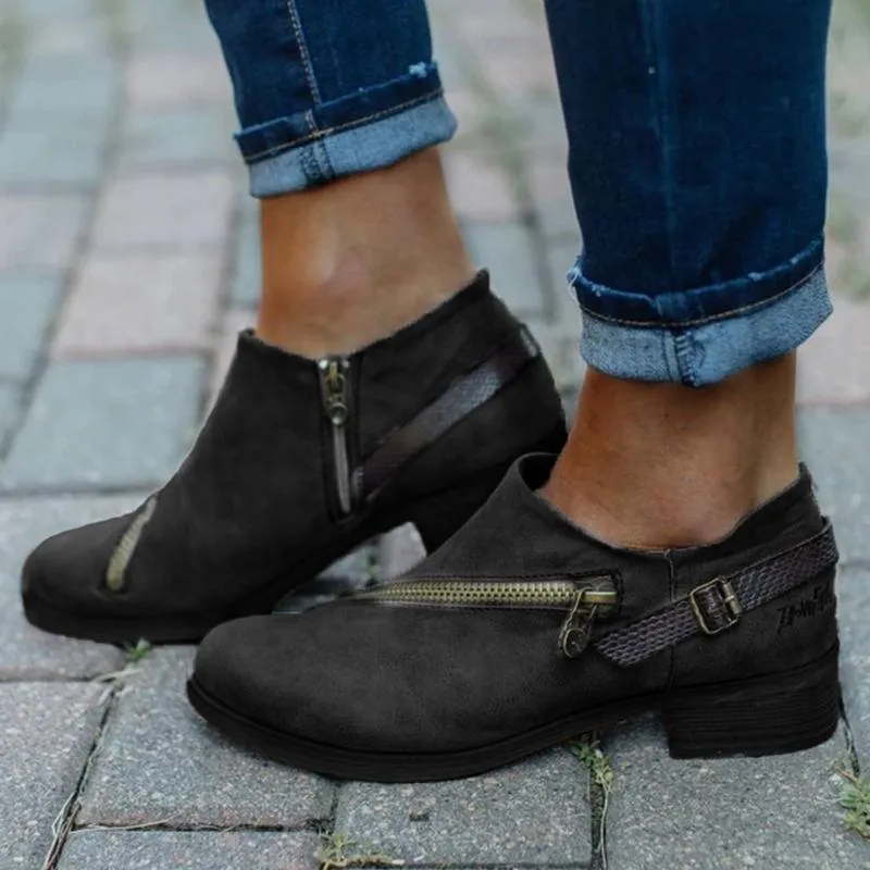 Casual Retro Zipper Boots
