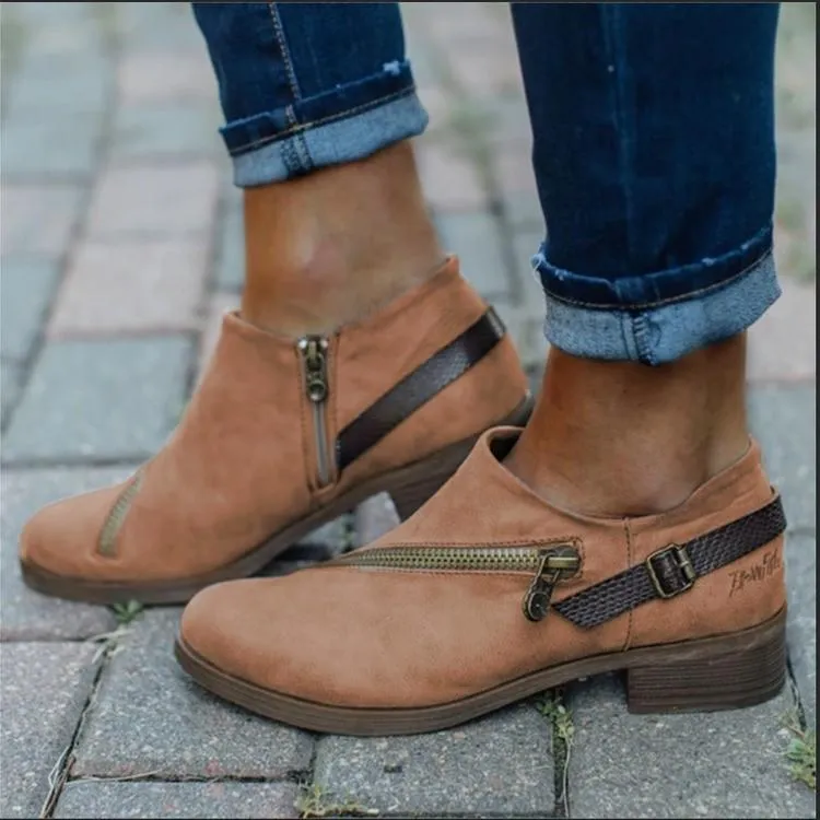 Casual Retro Zipper Boots