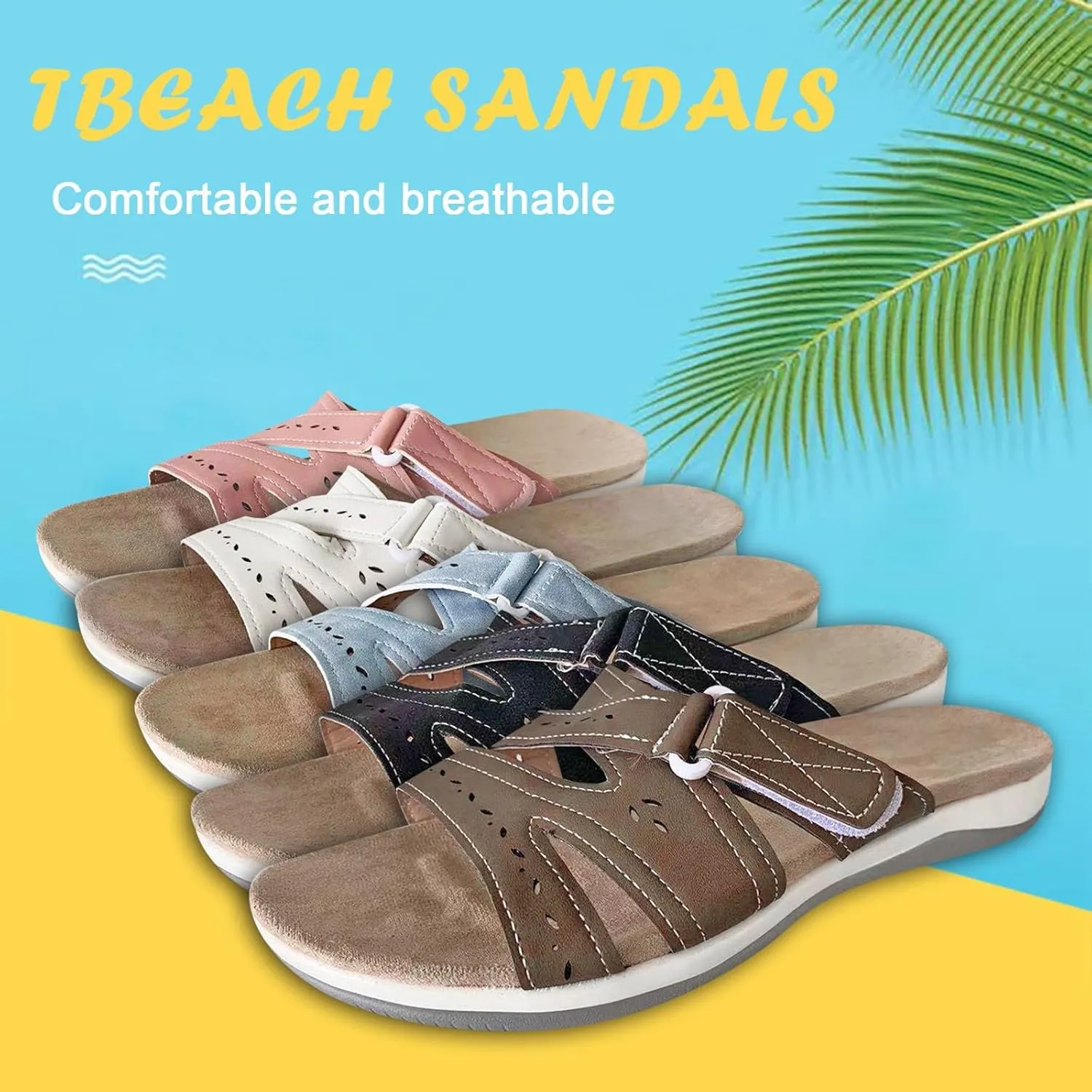 Cathalem Sandals for Women 2024 Comfortable Orthopedic Sandals Summer Walking Plantar Fasciitis Sandals with Arch Support