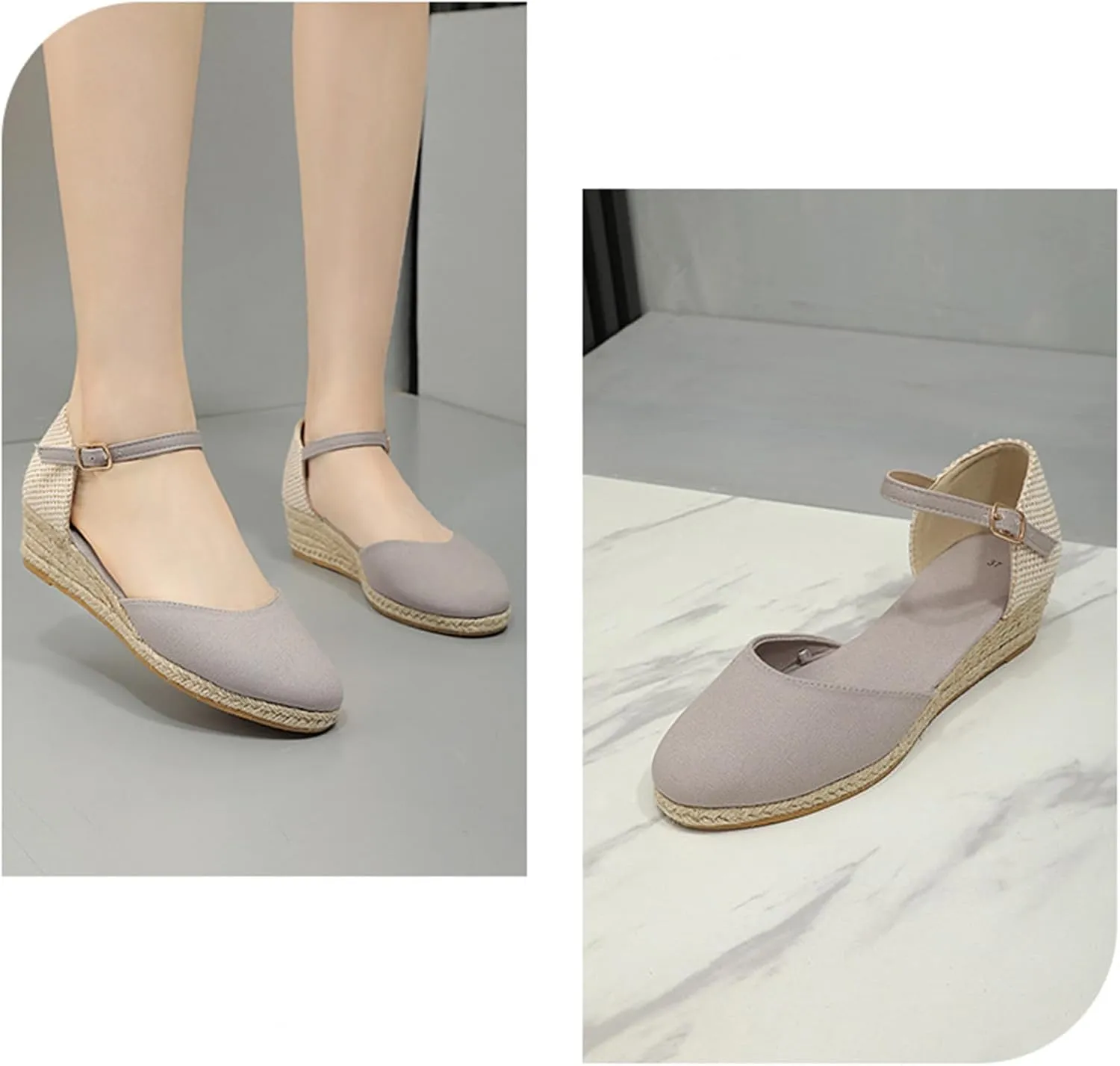 Closed Toe Espadrilles Wedges for Women Hoop and Loop Strap Dressy Summer Sandals 2025 Trendy Platform Slip On Wedges Comfortable Lightweight Walking Shoes Casual Breathable